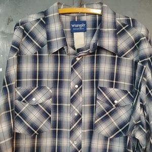 Vintage Wrangler Blue plaid Western shirt